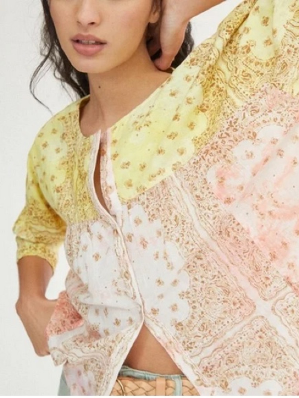 Anthropologie Pilcro The Tavi Batik Button Shirt Top Blouse